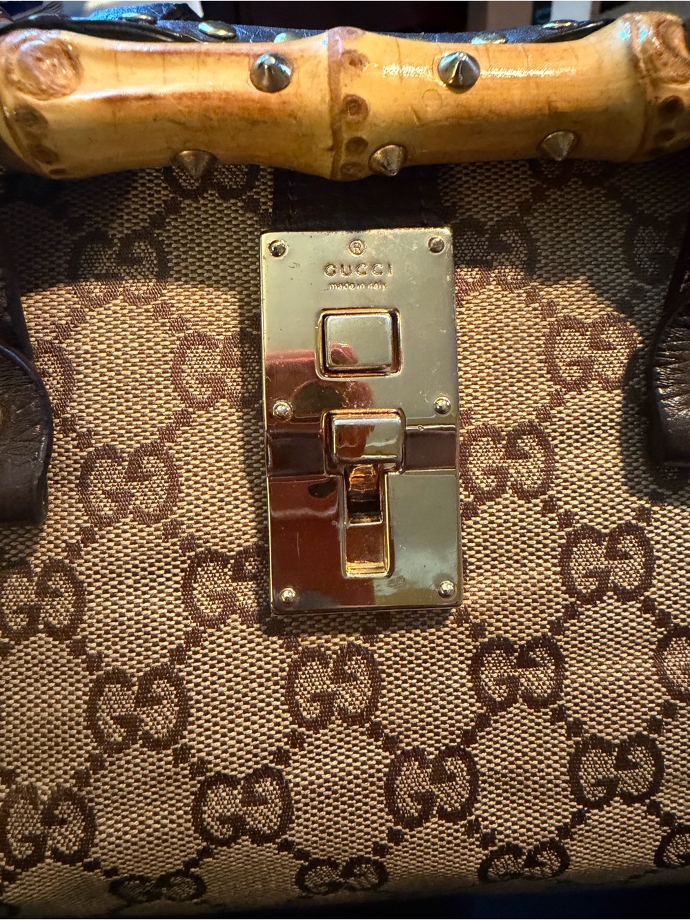 Gucci Brown GG Canvas Satchel with Gold-Tone Hardware - Picture 7 of 7